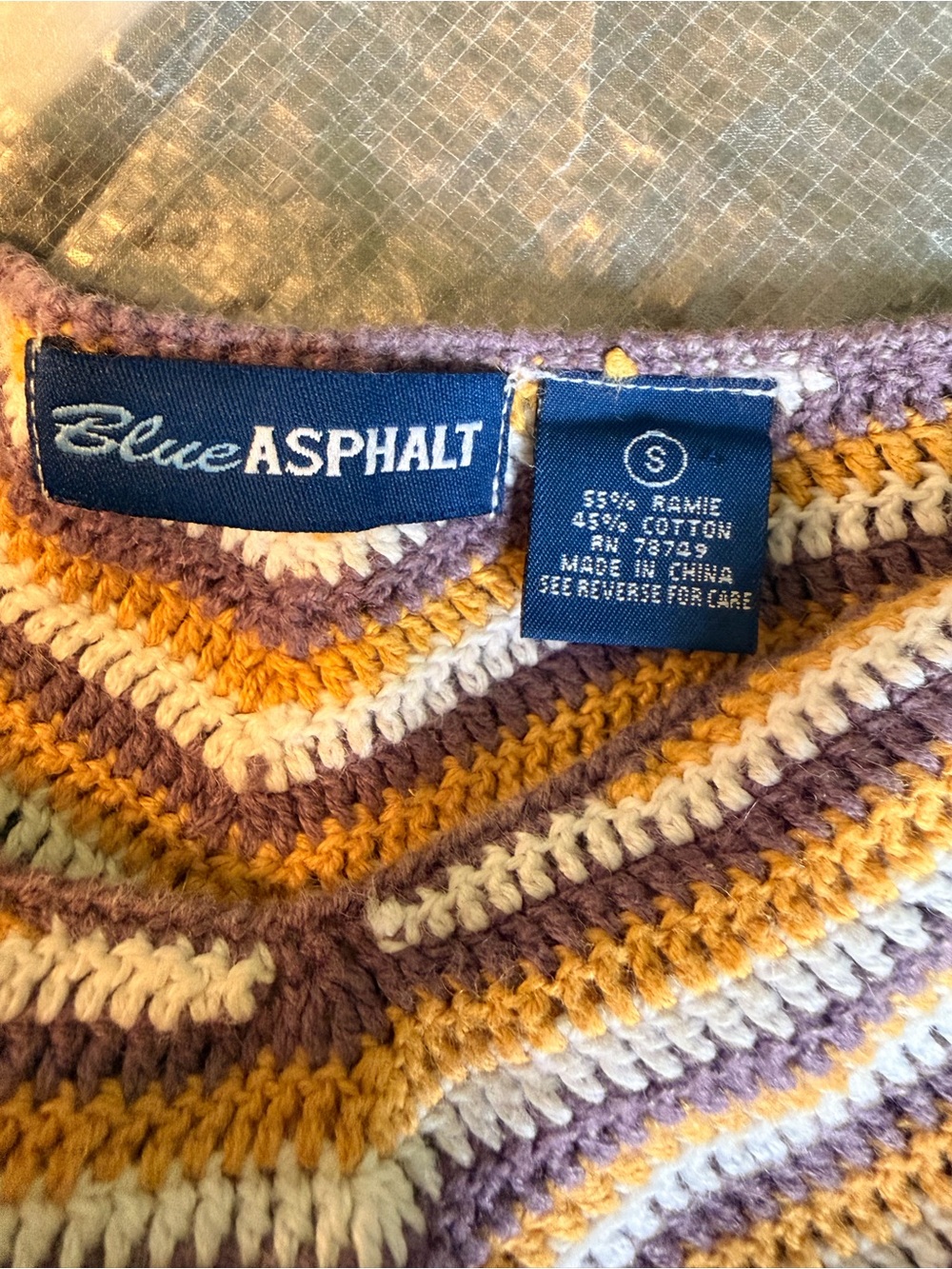 Blue Asphalt Striped Knit Spaghetti Strap Camisole in Lavender, Mustard & Cream - Picture 4 of 12